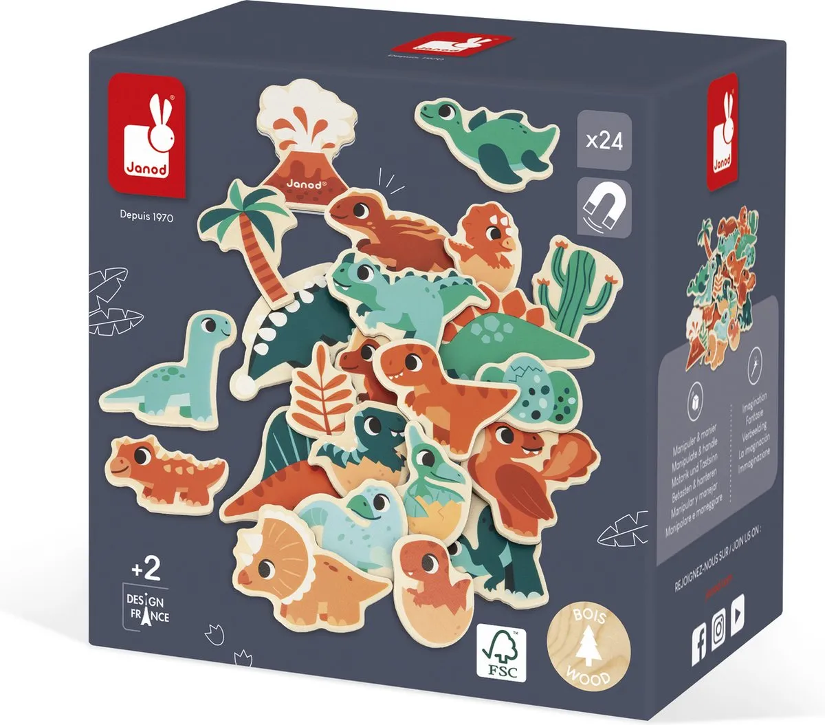 Janod Dino Magneetset J05839 - 24 Magneten - Vanaf 2 jaar