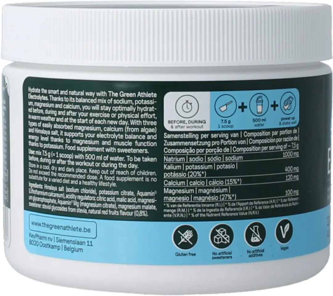 The Green Athlete Electrolytes Rode Vruchten 320g