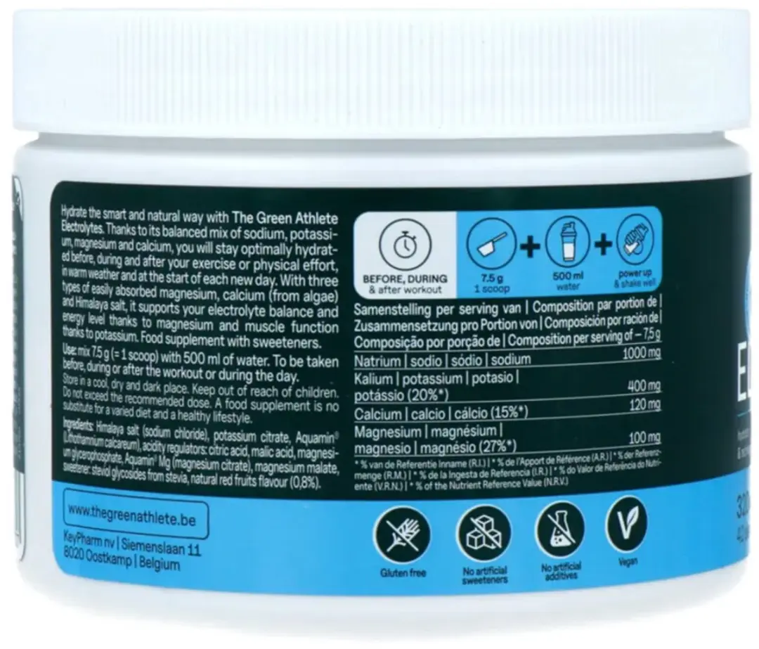 The Green Athlete Electrolytes Rode Vruchten 320g