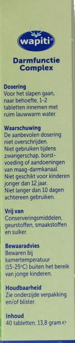 Wapiti Darmfunctie Complex 60 tabletten