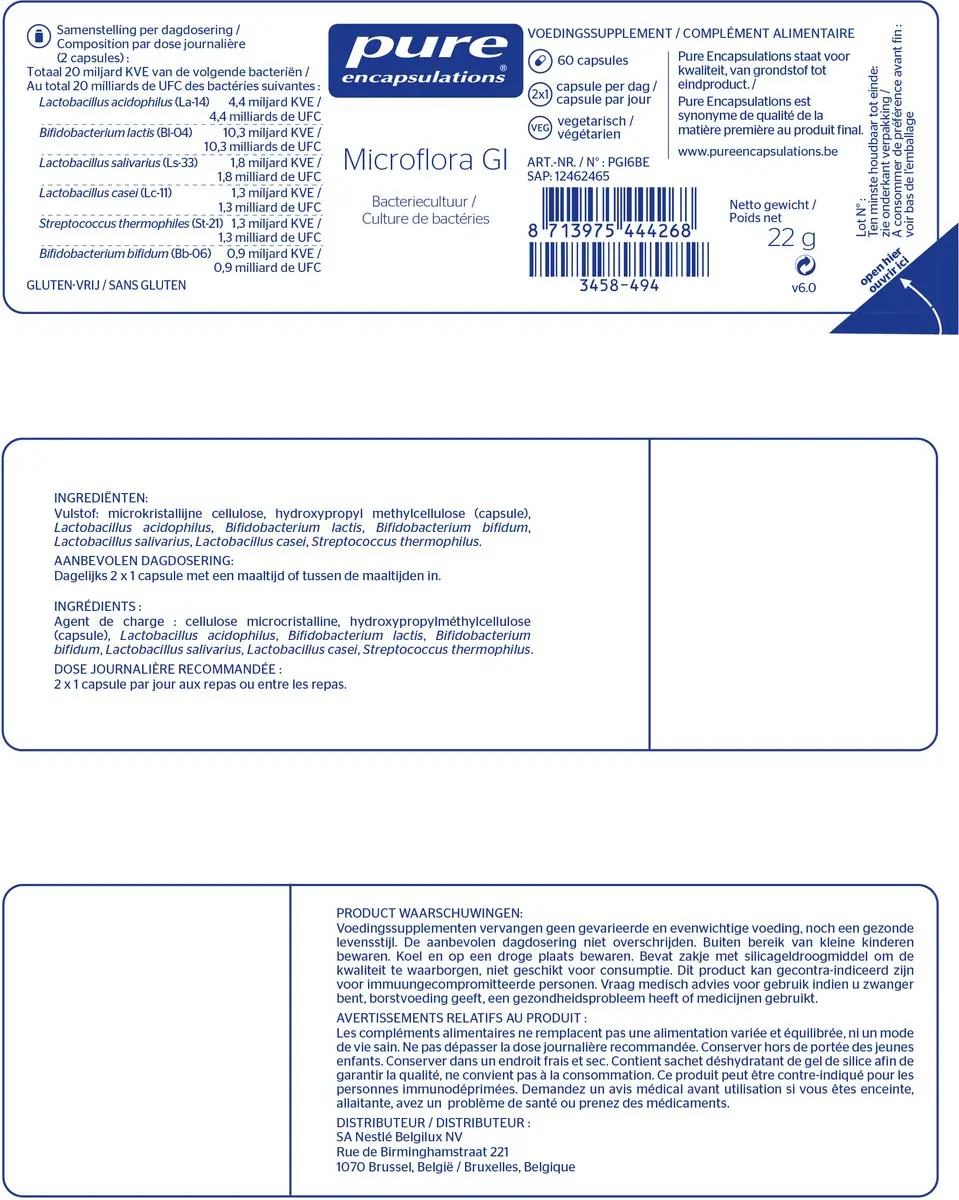 Pure Encapsulations Microflora G.I. Capsules - 60 Stuks