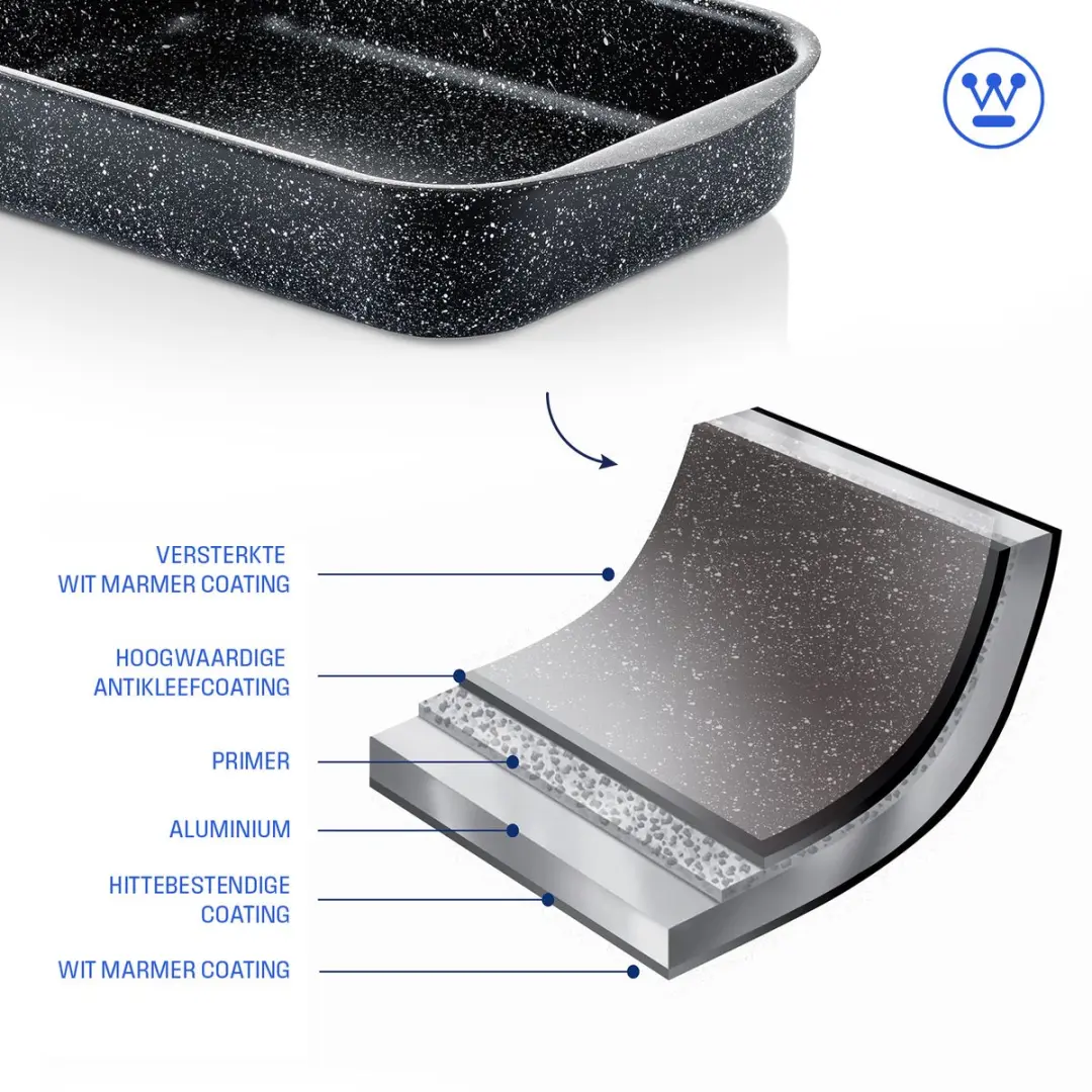 Westinghouse WCBA0009001MBB Ovenschaal 25x19cm - 2.5L - Zwart Marmer
