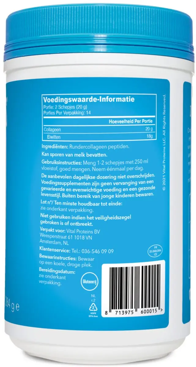 Vital Proteins Collageen Peptiden - 20 Stuks (3x284g) - afbeelding 2 van 4