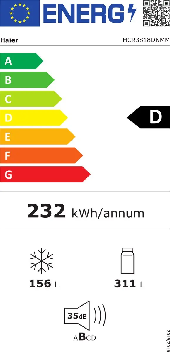 Haier HCR3818DNMM Koel-Vriescombinatie 467L - Multideur - Roestvrijstaal