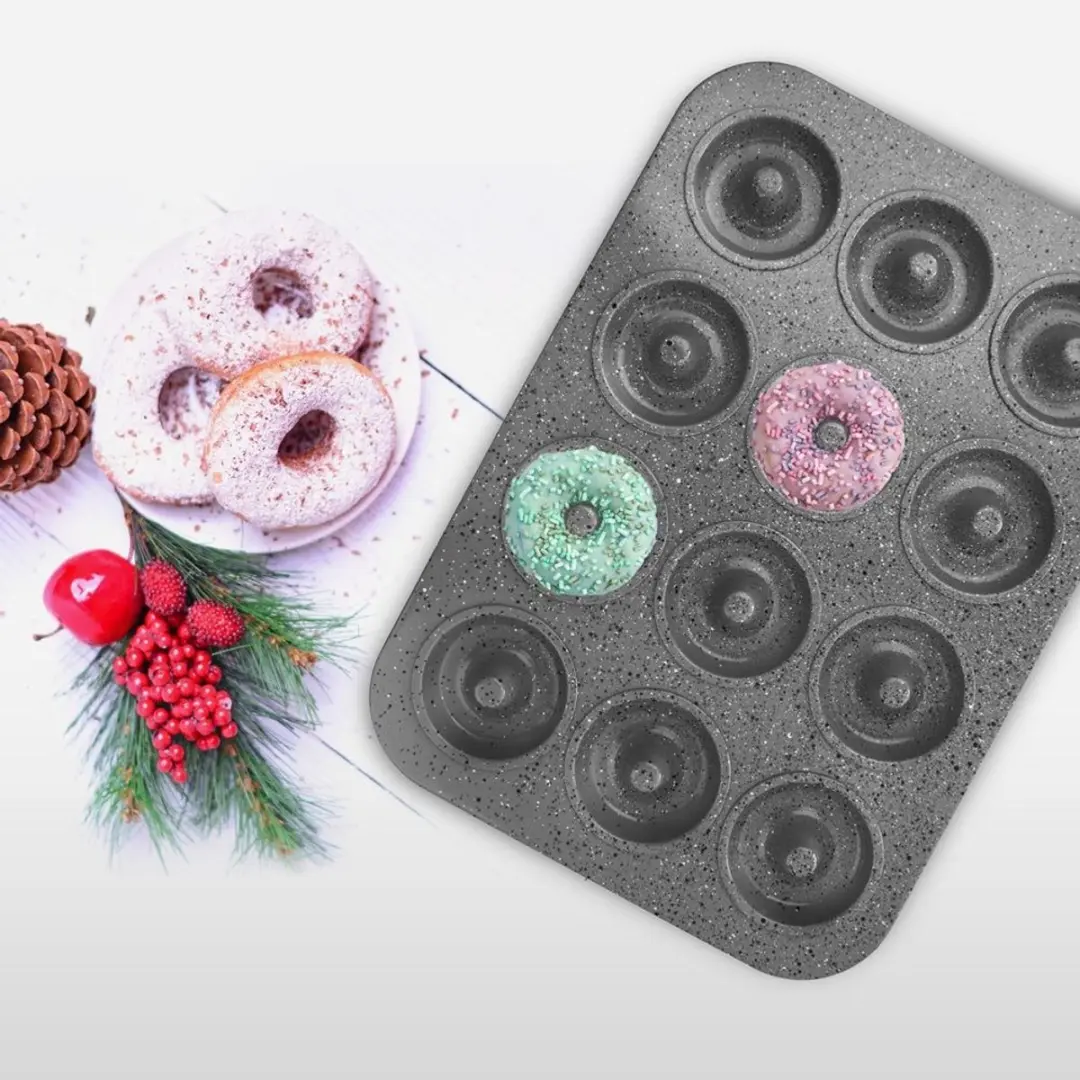 Orion Grande Stalen Donutvorm 12 Donuts - Grijs