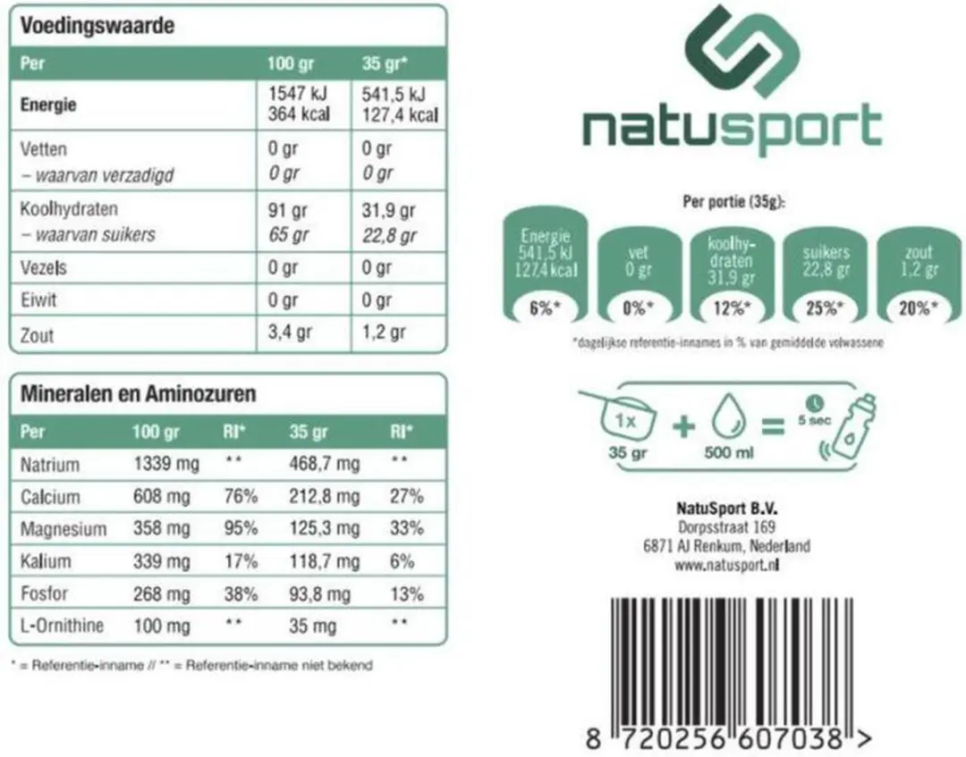 Natusport Isotone Sportdrank Rood Fruit 1kg