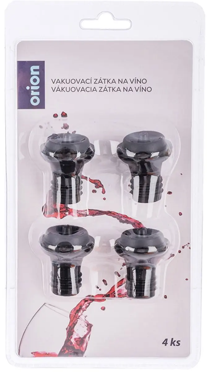 Orion Vacuüm Wijnstopper 4 Stuks - Zwart