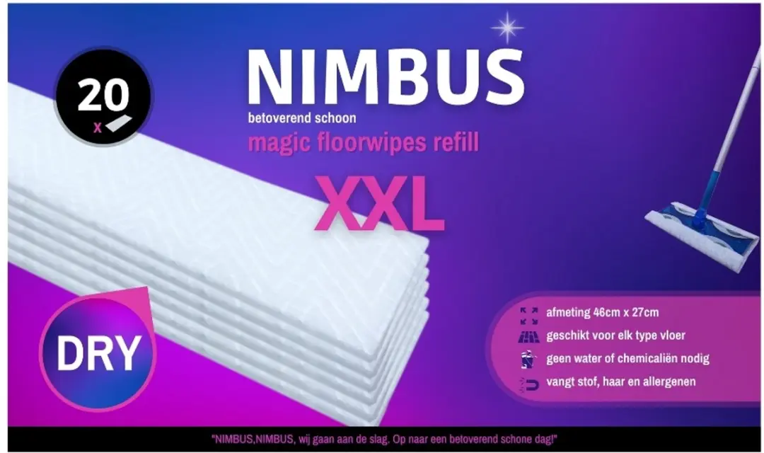 Nimbus Magic Floorwipes XXL Refill - 20 Stuks - Wit
