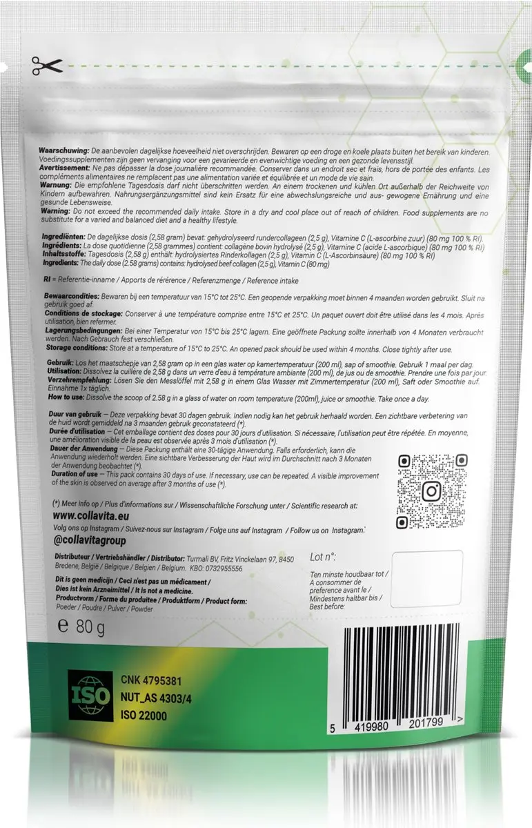 Collavita Collageen Poeder 80g - Huid/Haar/Nagels