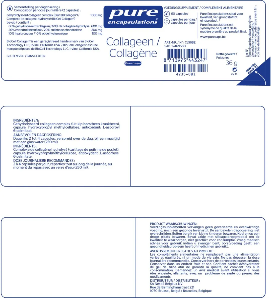 Pure Encapsulations Collageen Complex 60 Capsules