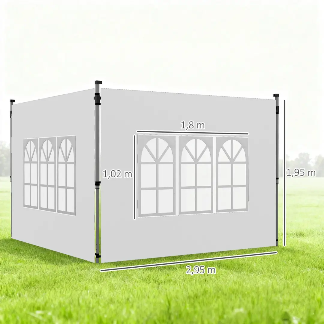 Outsunny Oxford Zijpanelen Paviljoen 295x195cm Wit