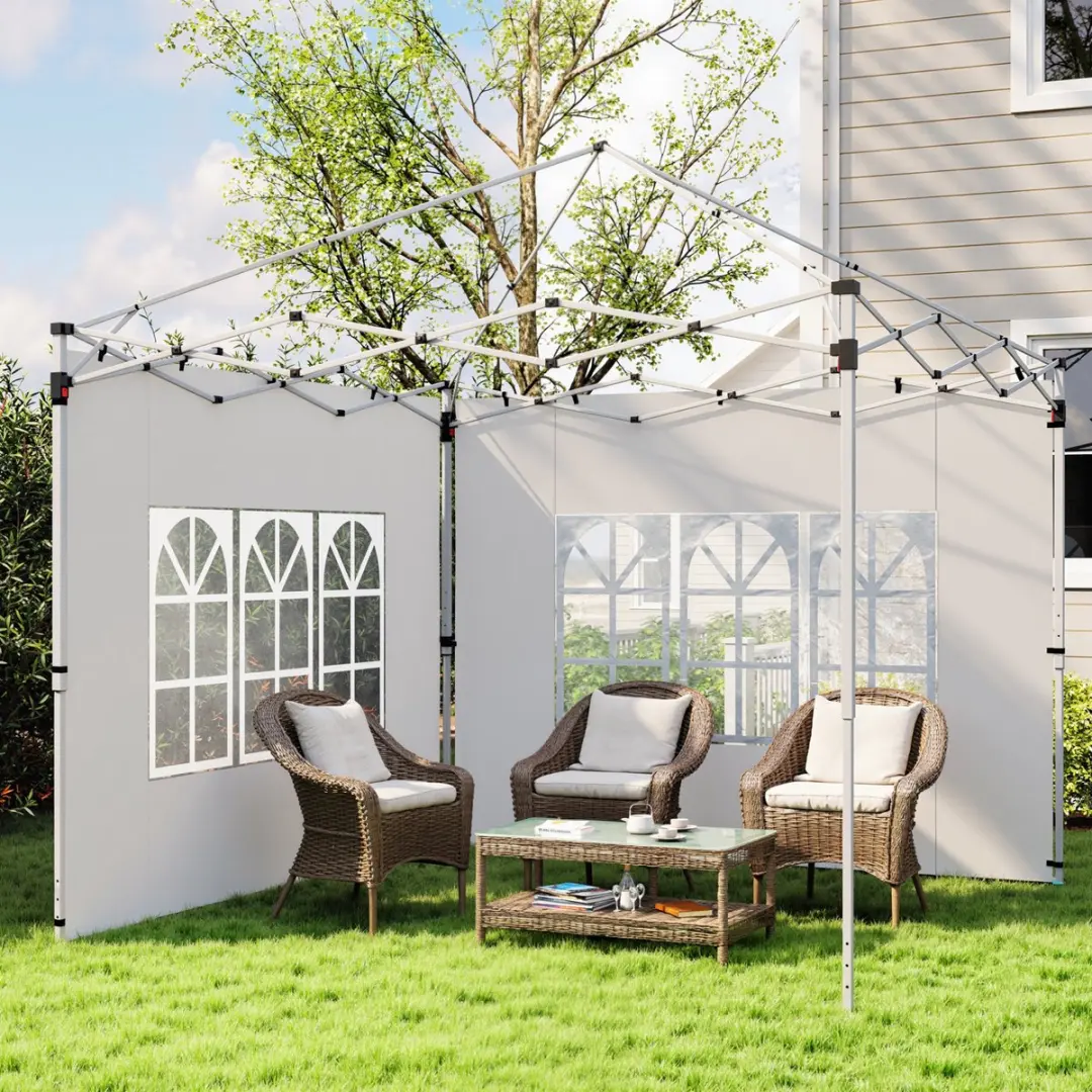 Outsunny Oxford Zijpanelen Paviljoen 295x195cm Wit