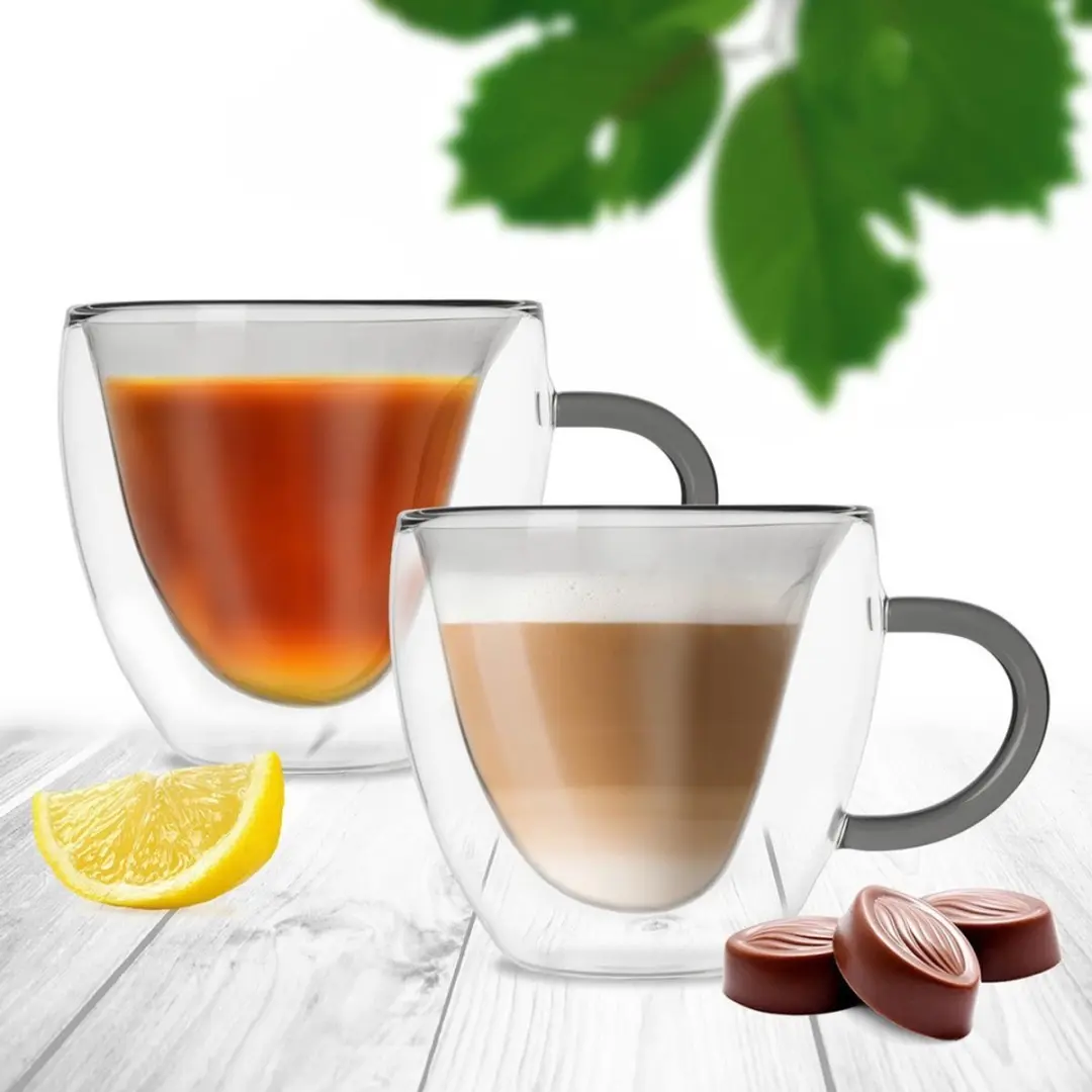 Orion Double Thermische Glazen 280ml - Set van 2 - Zwart