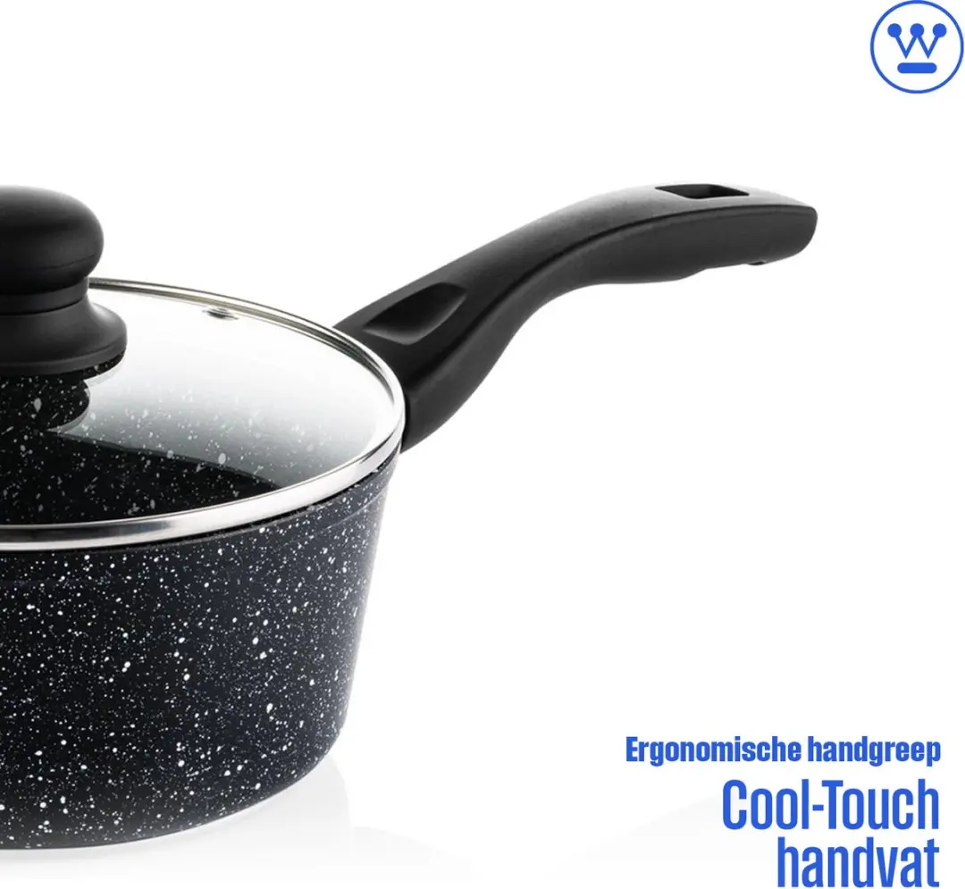 Westinghouse Steelpan Ø20cm Inductiepan - 3L - Zwart Marmer