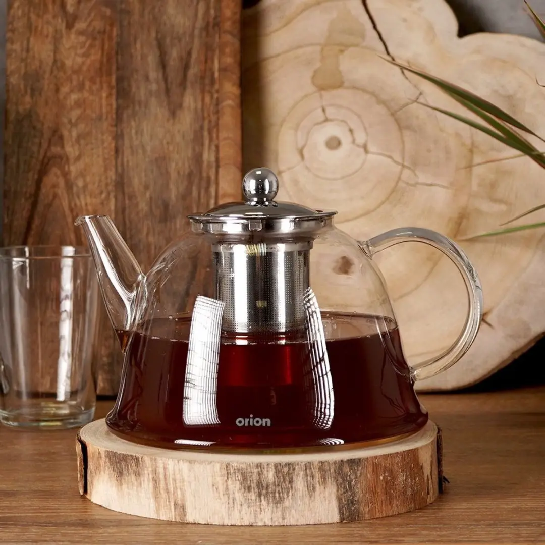 Orion Theepot Glas 1,65L - Roestvrij Staal