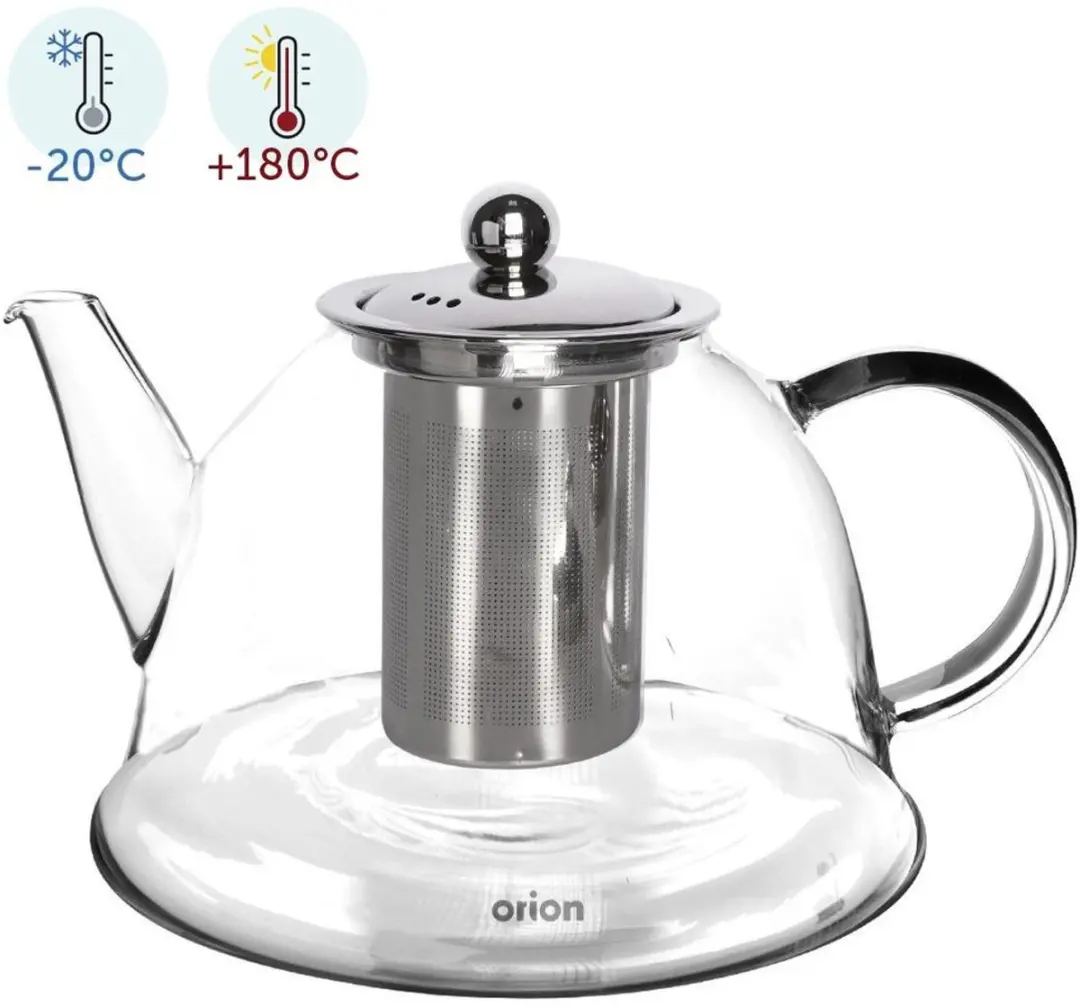 Orion Theepot Glas 1,65L - Roestvrij Staal