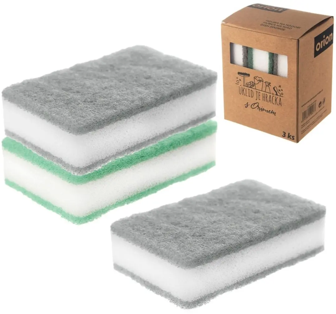Orion Clean Herbruikbare Afwassponzen - 3 Stuks - Grijs/ Groen - afbeelding 6 van 6