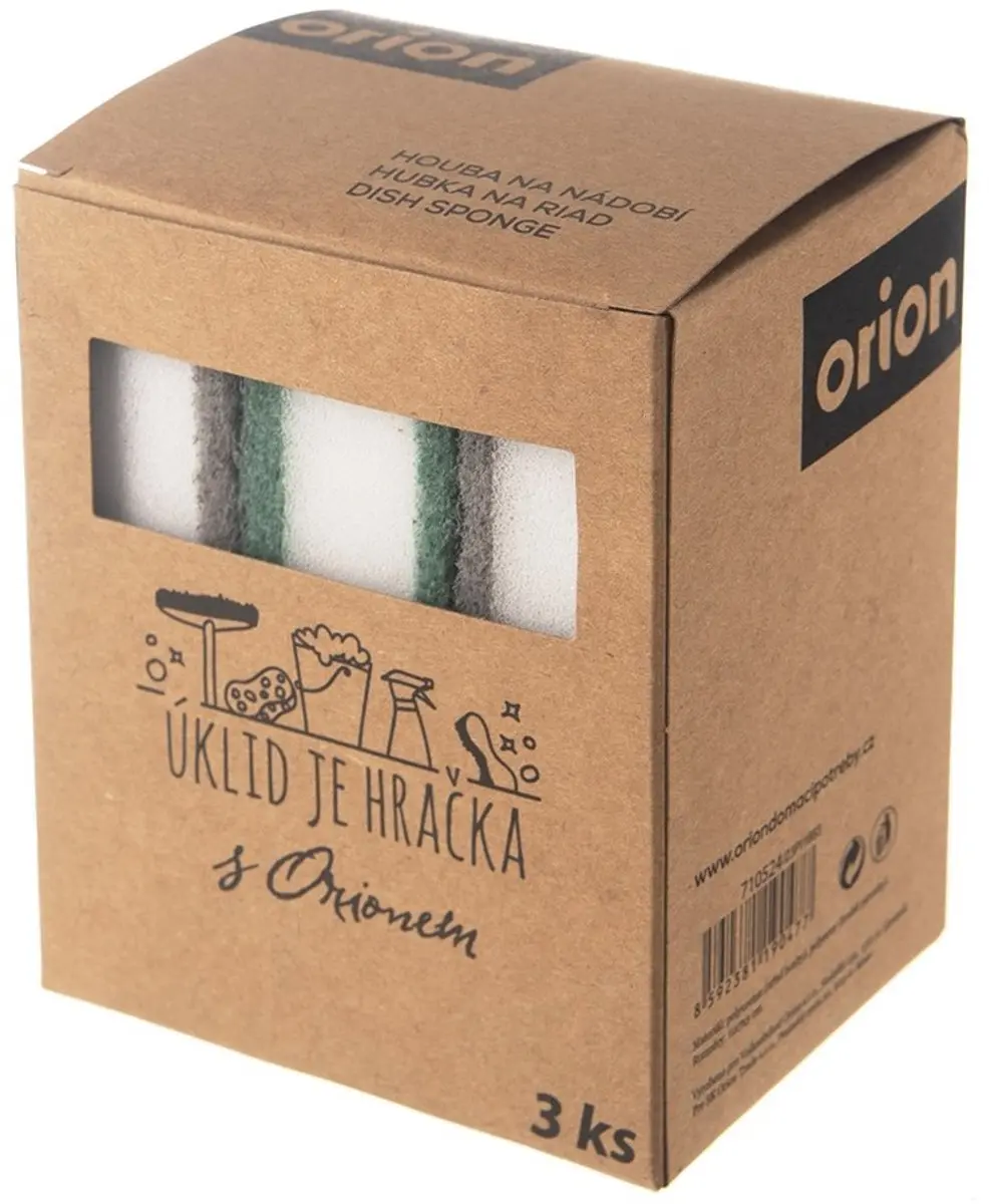 Orion Clean Herbruikbare Afwassponzen - 3 Stuks - Grijs/ Groen