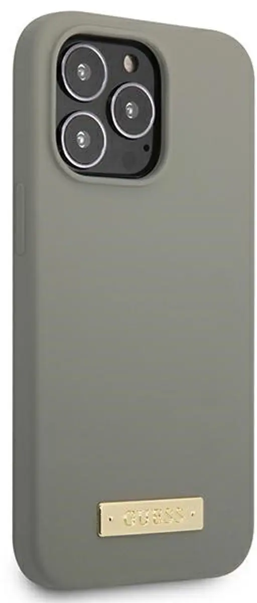 Guess Silicone Logo Plate MagSafe iPhone 13 Hoesje - Grijs - afbeelding 6 van 6
