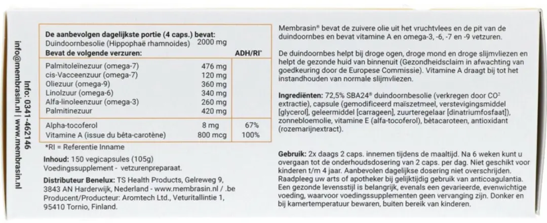 Membrasin Duindoornbesolie 300g - 2x150 Capsules