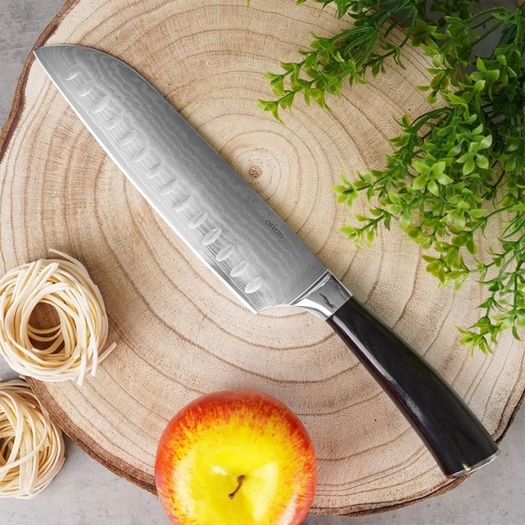 Orion Santoku Mes 31cm - Damascus Staal - Houten Greep