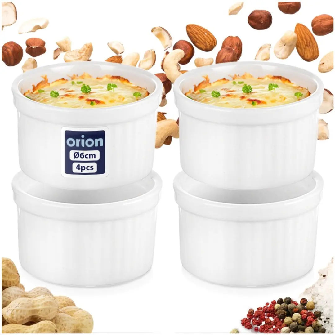Orion Tableware Series Snackkommetjes - Porselein - 6cm - Wit - 4 Stuks