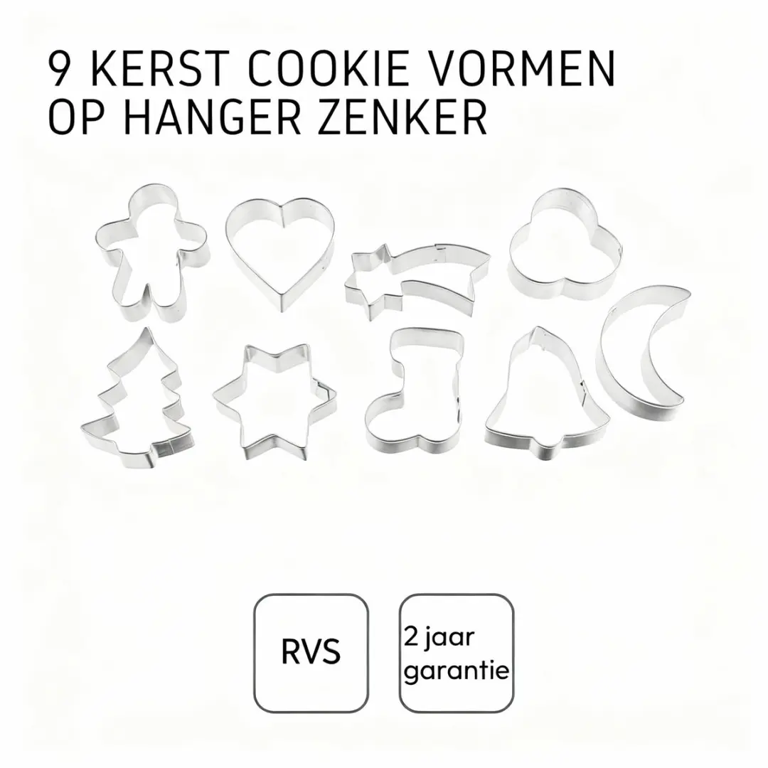 Zenker Kerstkoekjesvormpjes Set 9 Stuks - Grijs
