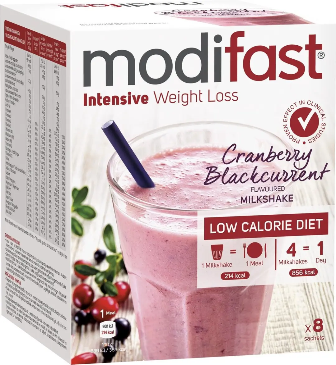 Modifast Intensive Milkshake Cranberry - 8 Zakjes