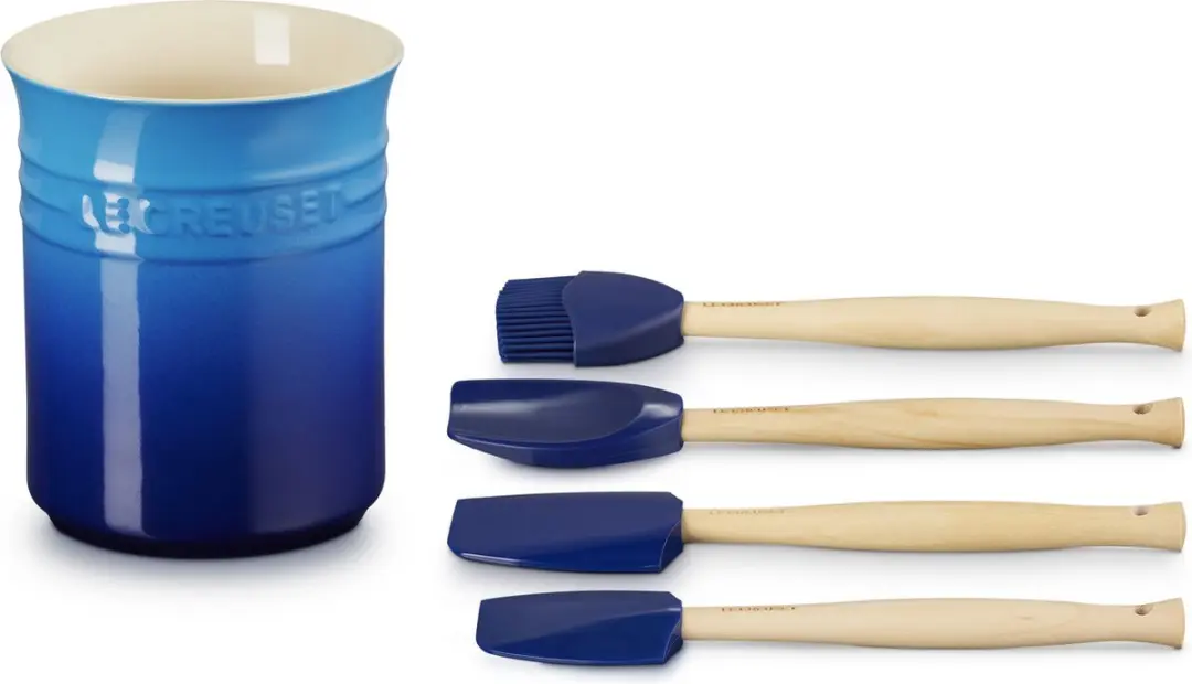 Le Creuset Spatelpot met Premium Spatelset - Azure - 5-delig