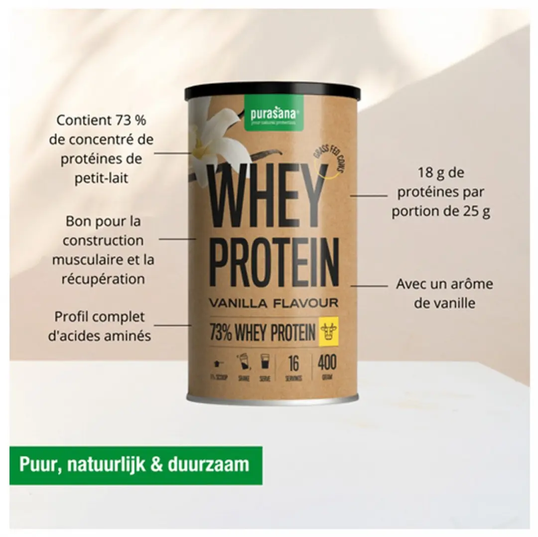 Purasana Whey Proteïne 73% - 400g - Vanille