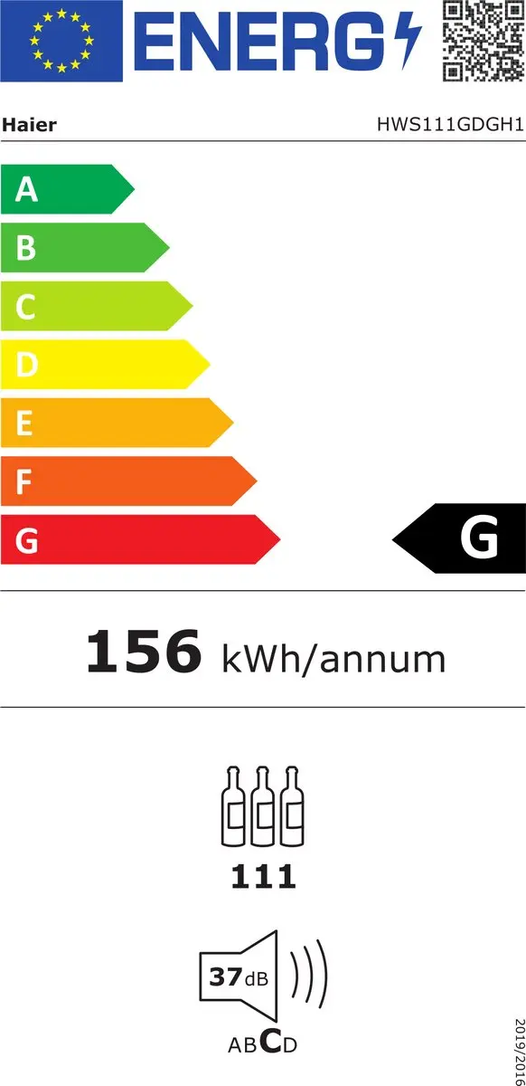 Haier Wijnkoelkast HWS111GDGH1 2 Zones - 111 Flessen - Zwart