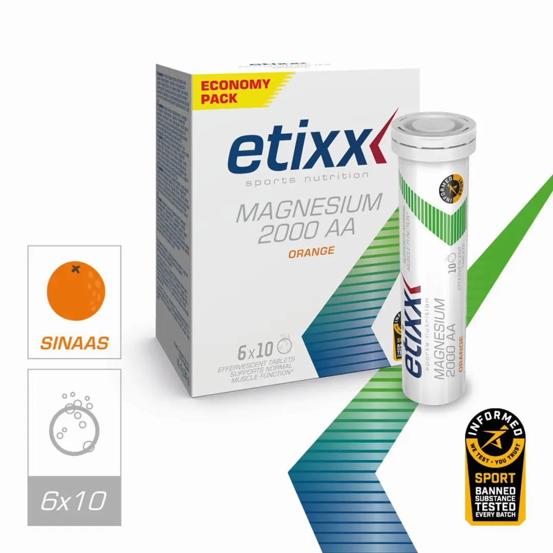 Etixx Magnesium 2000 AA Bruistabletten 60 Stuks - Sinaasappel