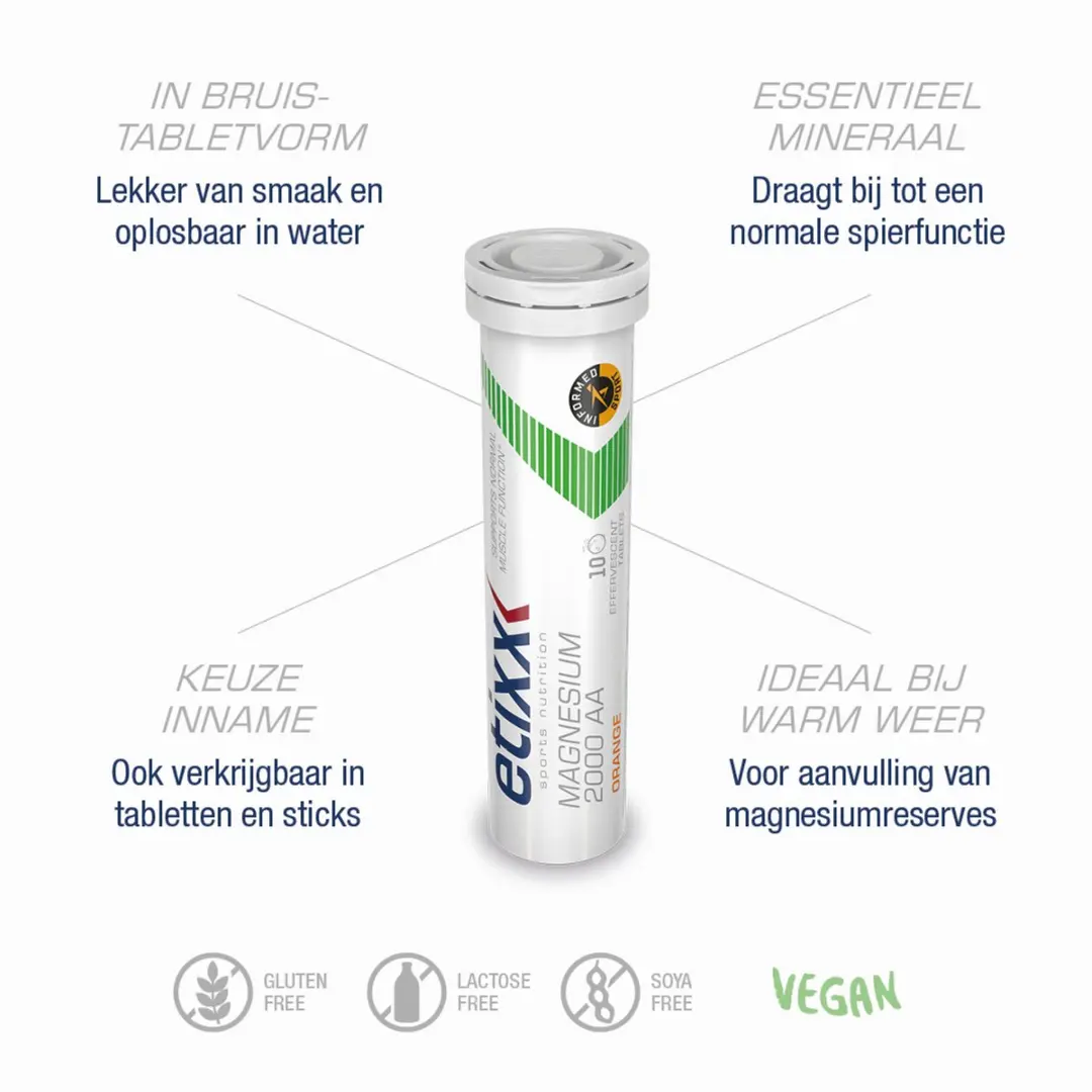 Etixx Magnesium 2000 AA Bruistabletten 60 Stuks - Sinaasappel