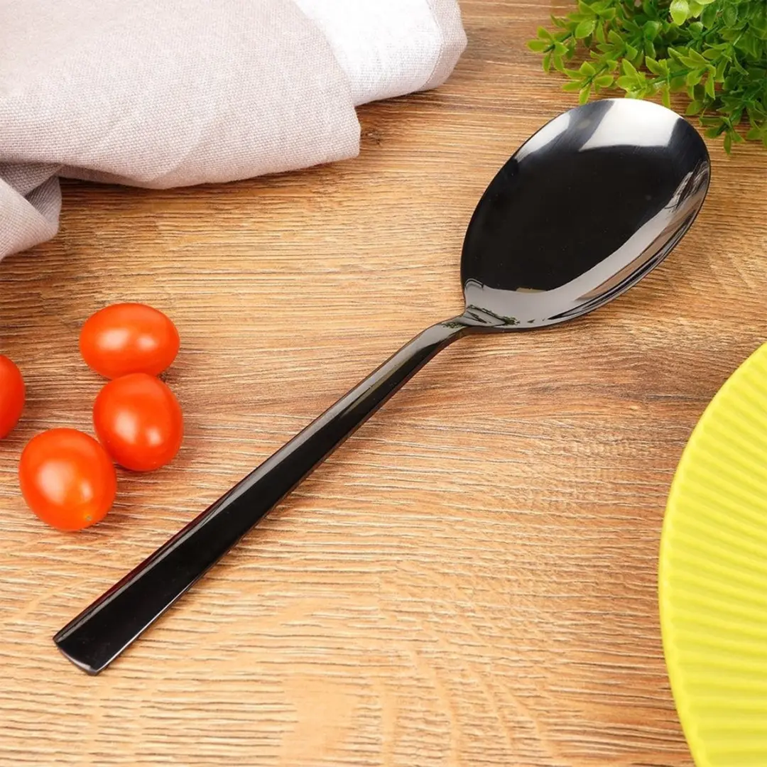 Orion Black Serie Roestvrijstalen Saladelepel 25cm - Zwart