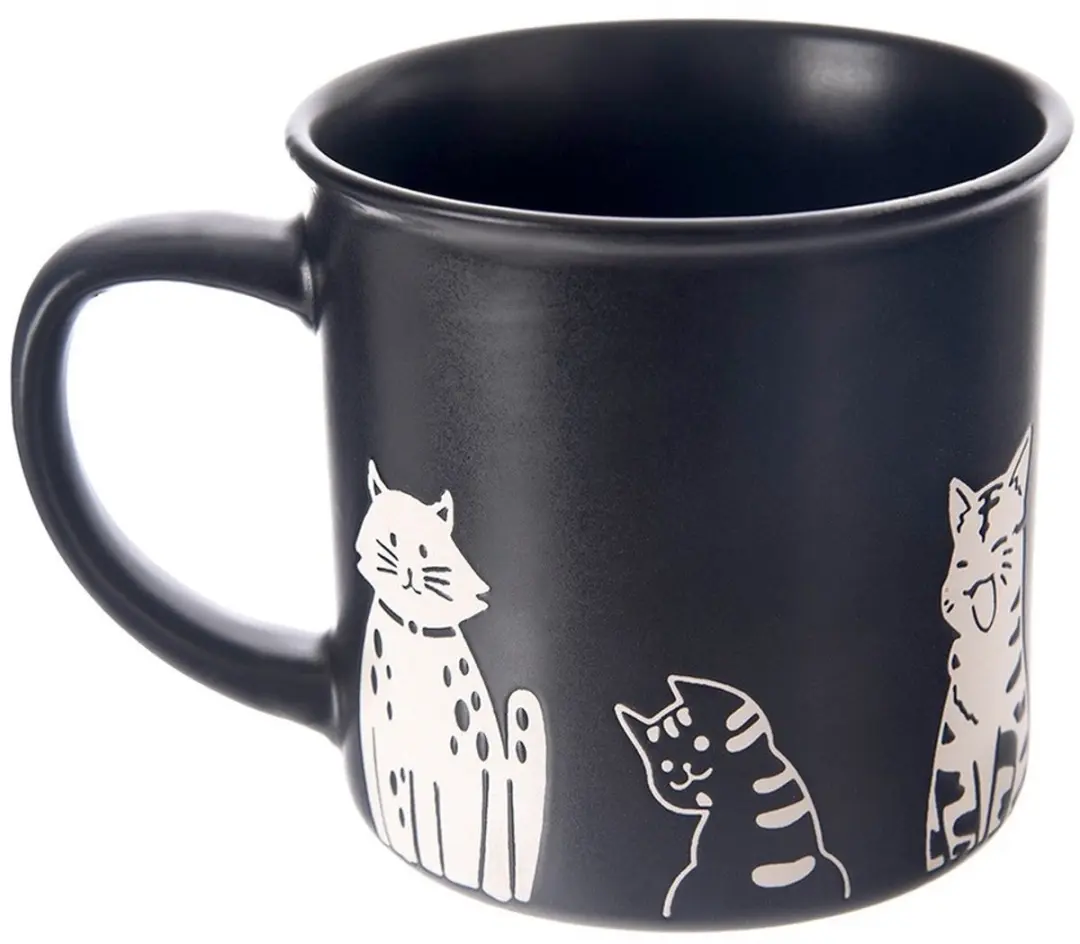 Orion Serie Zwarte Keramische Mok 500ml - Katten Decor