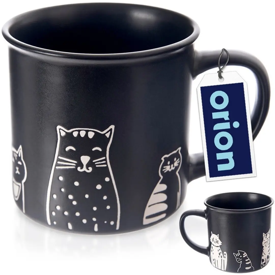 Orion Serie Zwarte Keramische Mok 500ml - Katten Decor