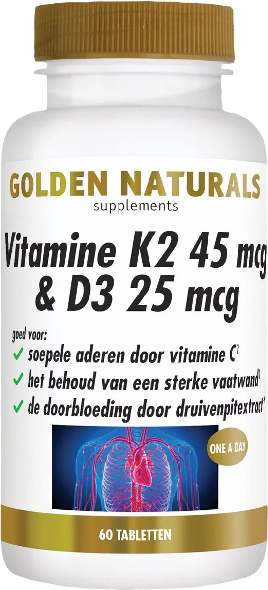 Golden Naturals Vitamine K2 & D3 45mcg/25mcg - 60 Tabletten