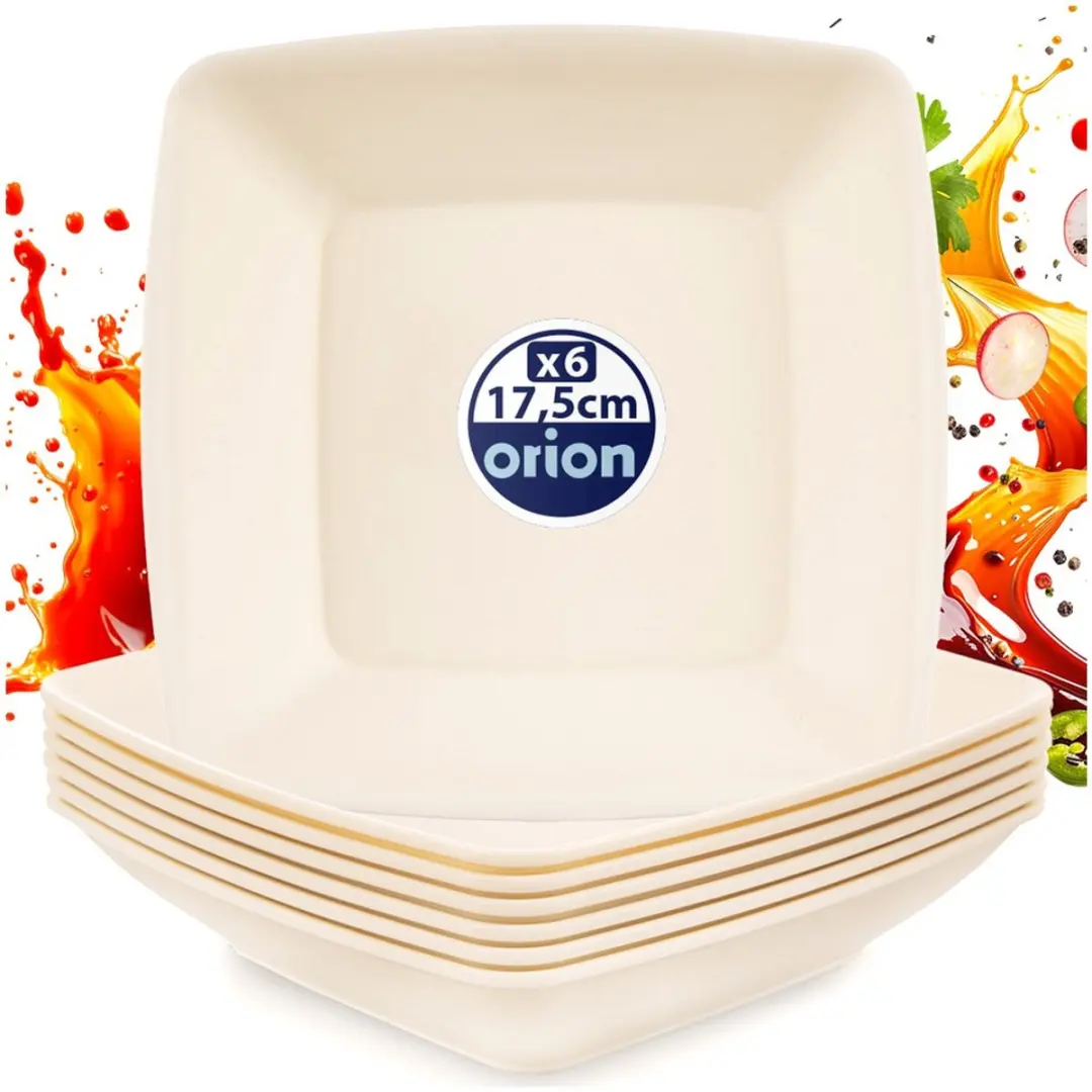 Orion Diep Borden Plastic Crème 17,5cm - 6 Stuks