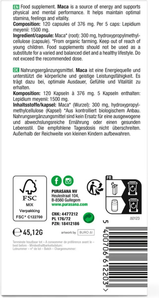 Purasana Bio Maca 120g