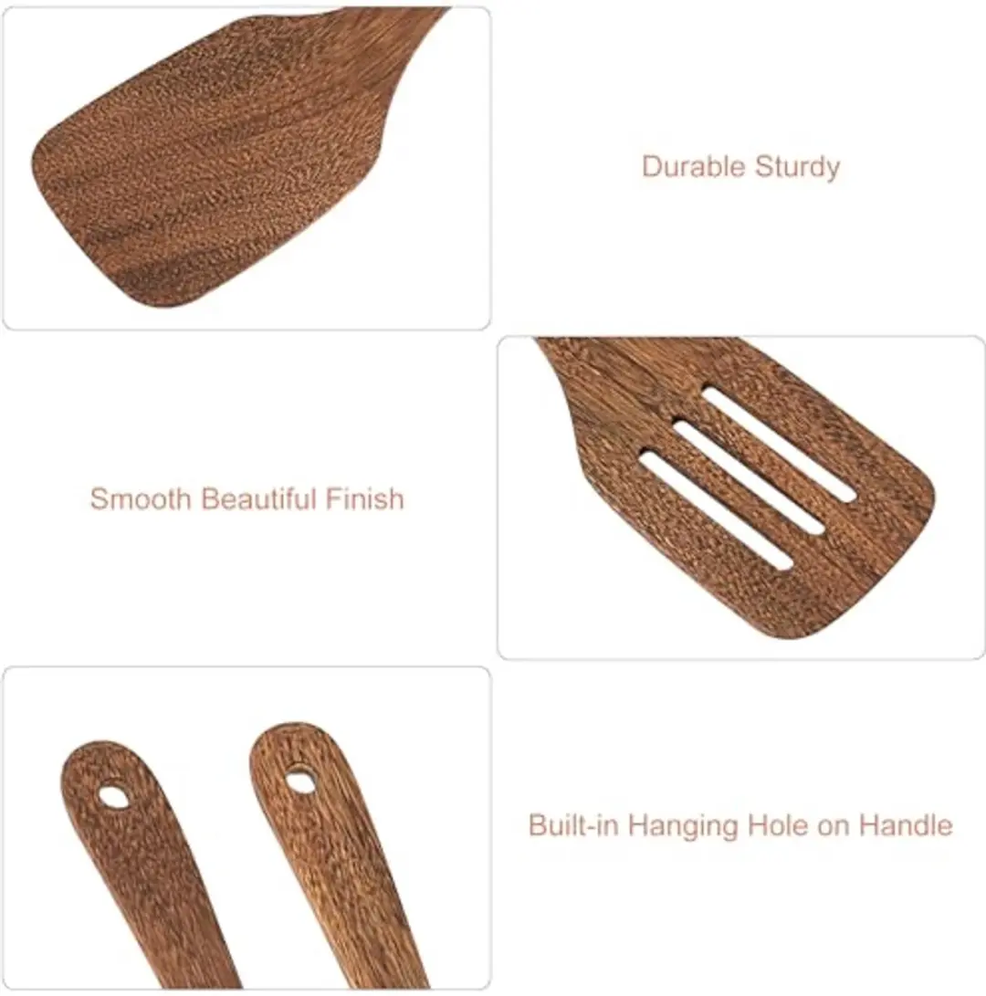 KitchenAid Houten Gatenlepel - 2 Stuks - Bruin