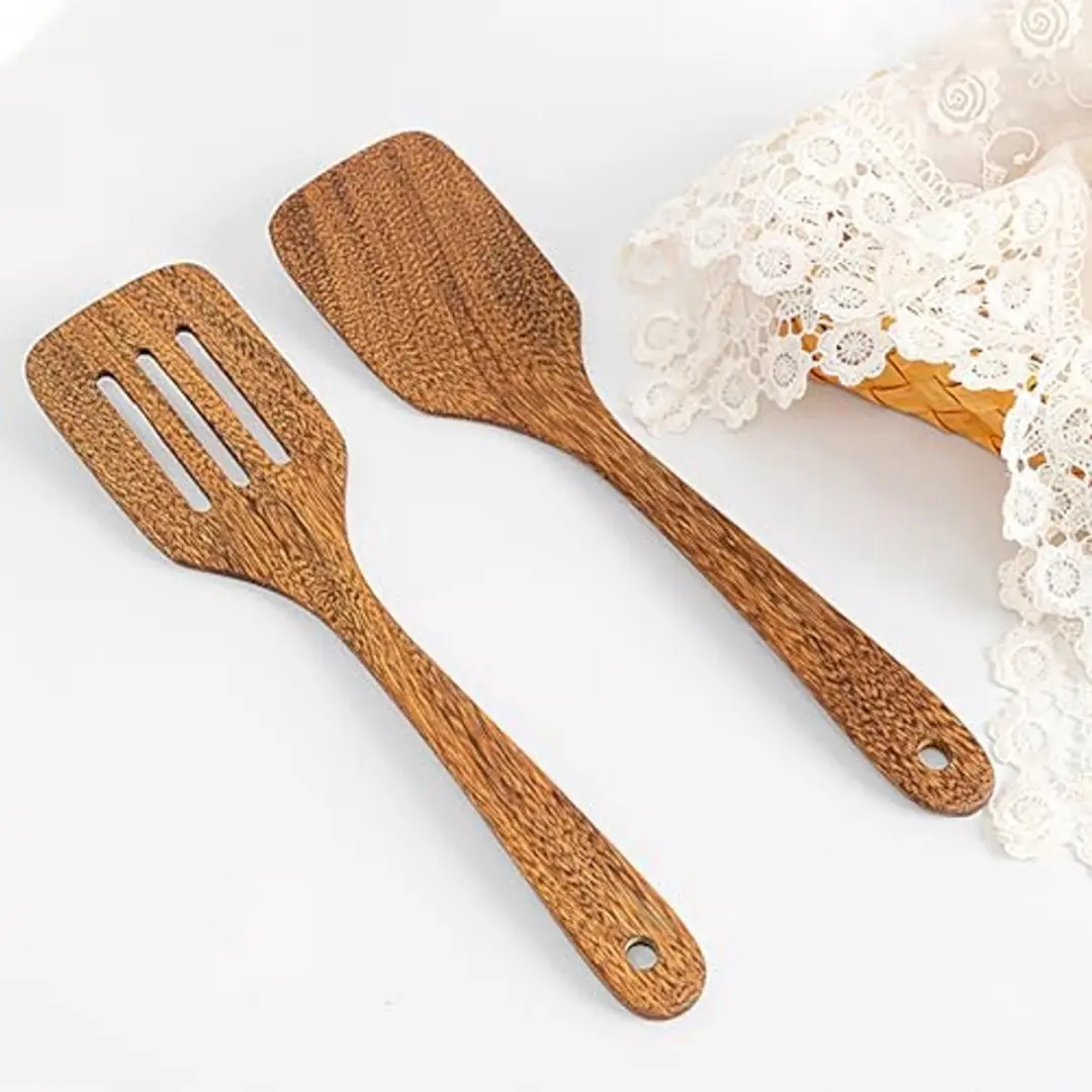 KitchenAid Houten Gatenlepel - 2 Stuks - Bruin