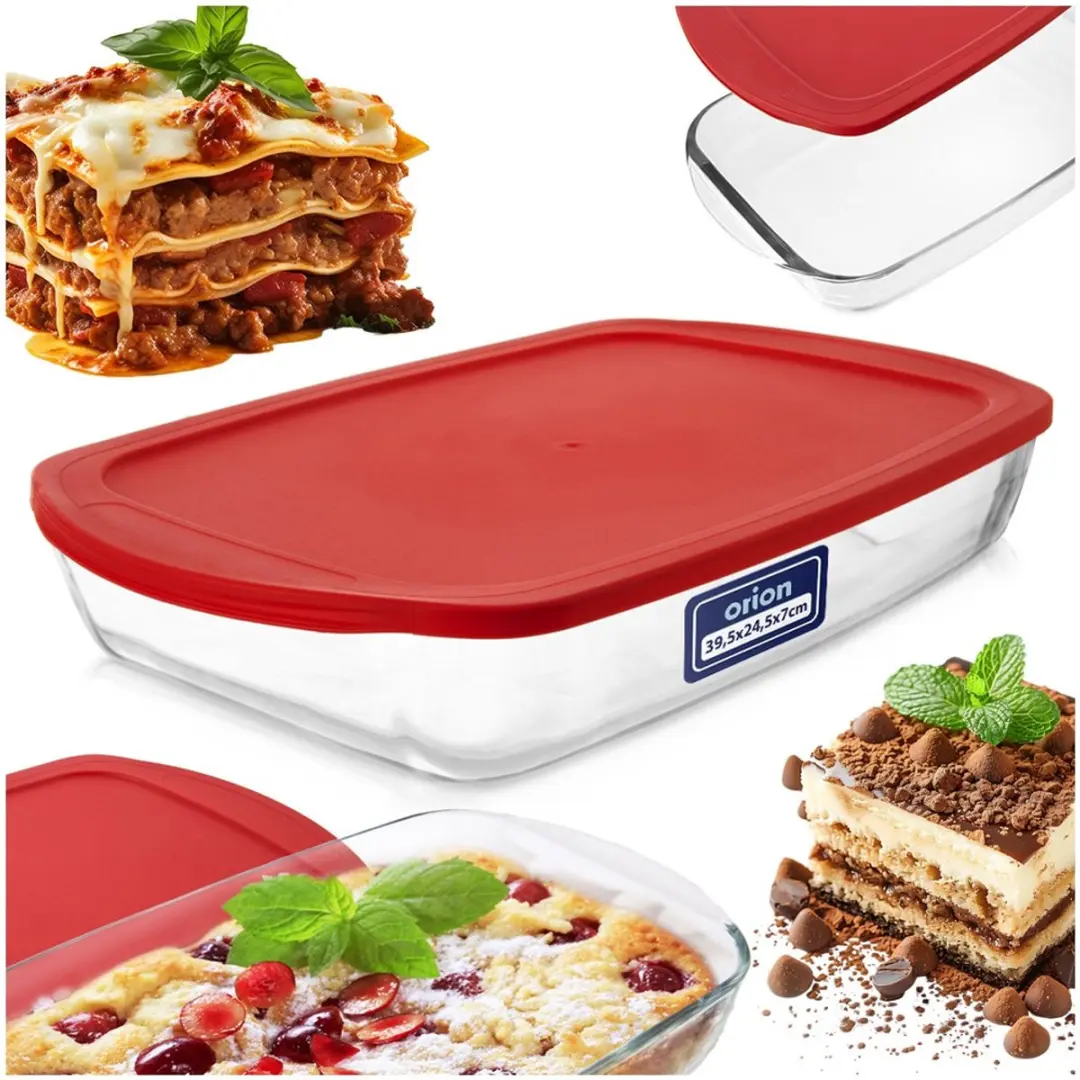 Orion Ovenbestendige Schaal Glas 39x24x7cm - 3,7L - Rood