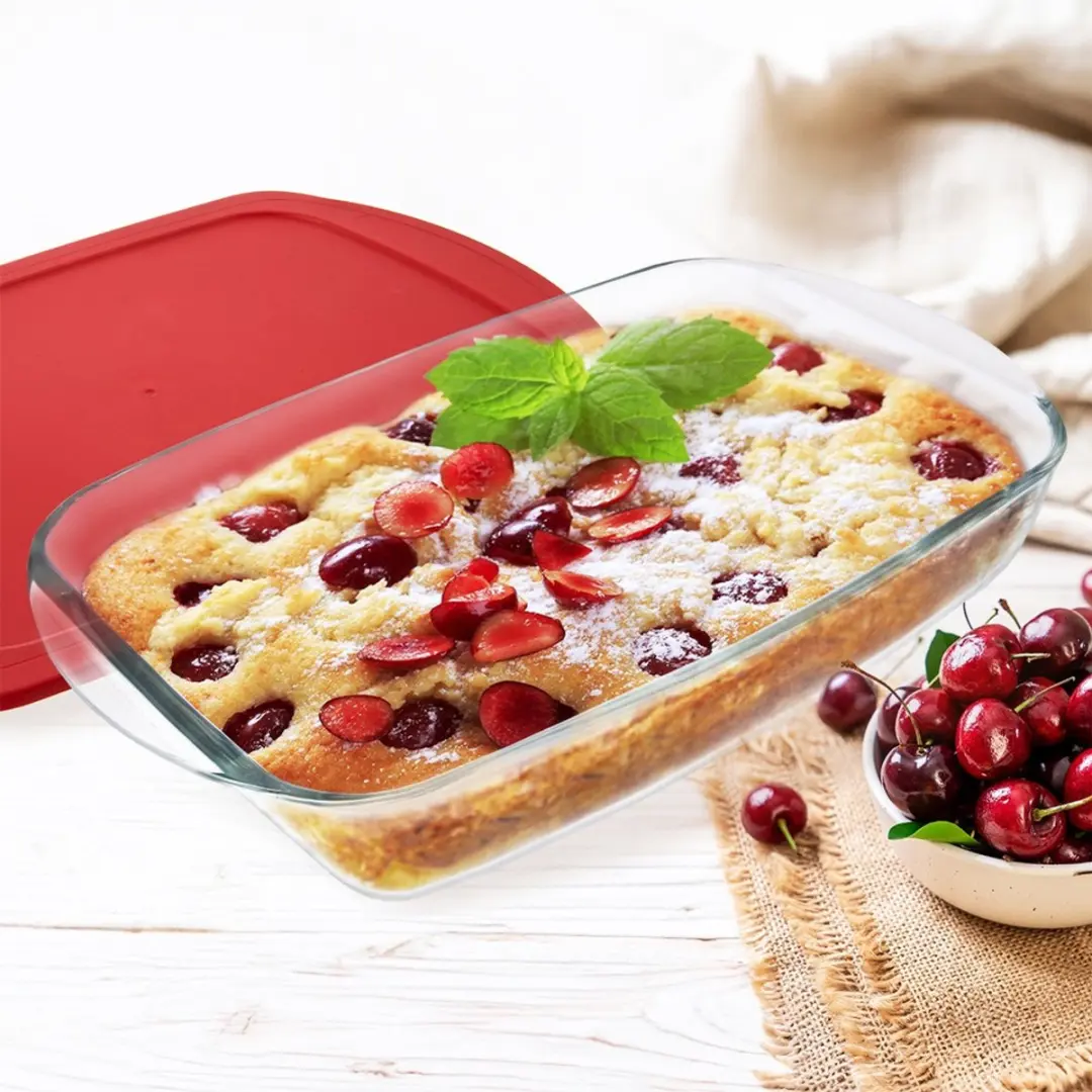 Orion Ovenbestendige Schaal Glas 39x24x7cm - 3,7L - Rood - afbeelding 6 van 6