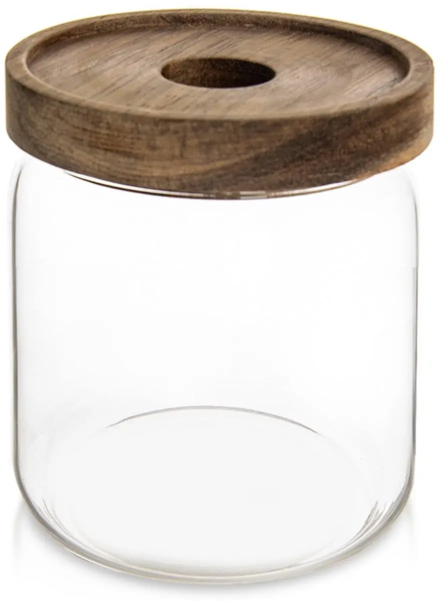 Orion Voorraadpot Borosilicaatglas 730ml - Acaciahout