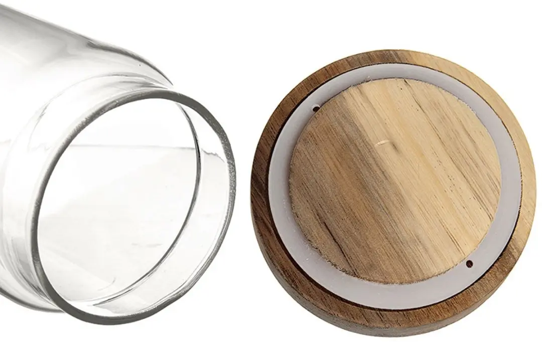 Orion Voorraadpot Borosilicaatglas 730ml - Acaciahout