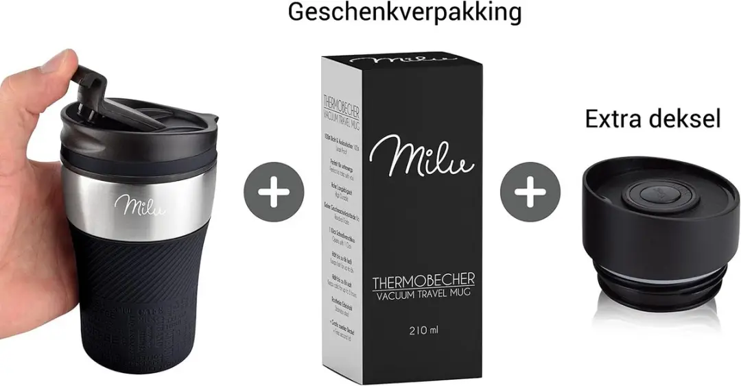 Milu Thermosbeker 210ml - Roestvrij staal - Zwart - afbeelding 6 van 6