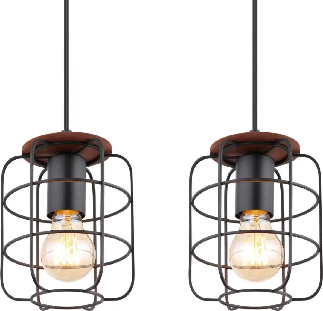 Globo 4-lichts Hanglamp Roosterkappen E27 - Zwart