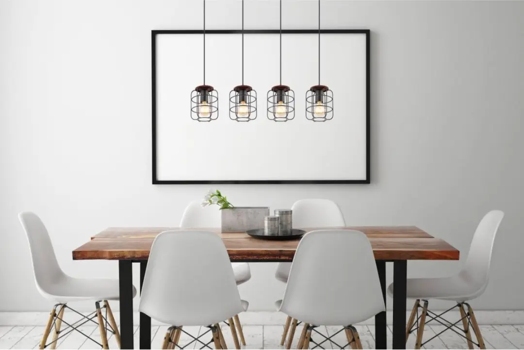 Globo 4-lichts Hanglamp Roosterkappen E27 - Zwart
