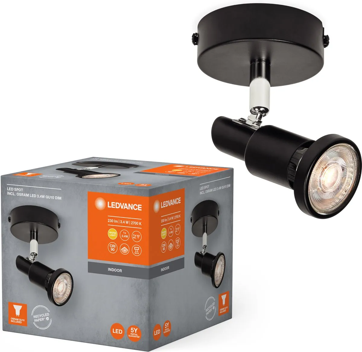 LEDVANCE LED Spot GU10 3,4W - 230lm - Zwart