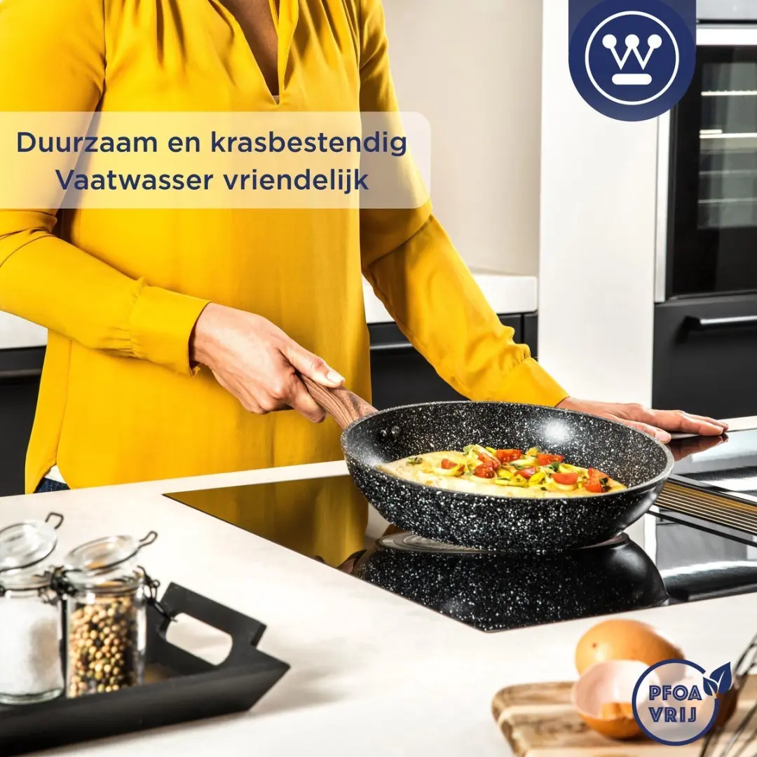 Westinghouse 2-delige Koekenpannenset 20 & 24cm - Inductie - Zwart Marmer